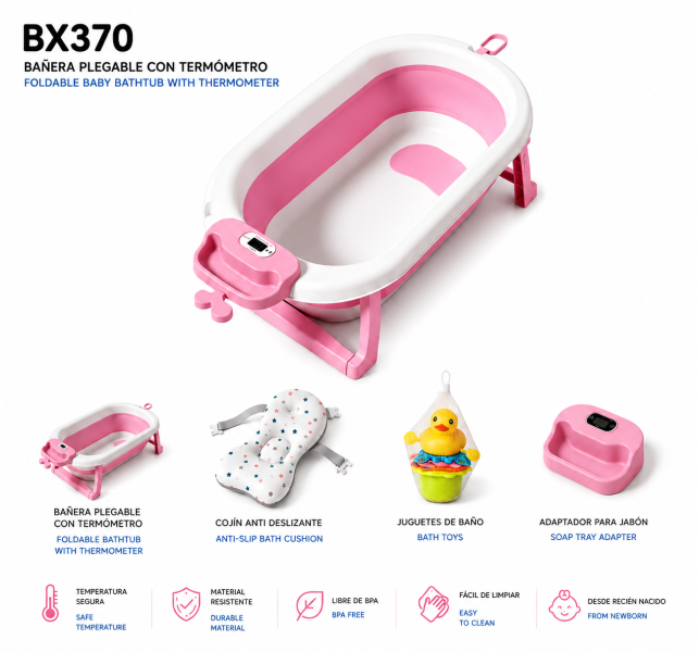 Bañera con accesorios rosada 