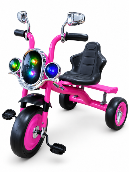 Triciclo tipo moto rosado