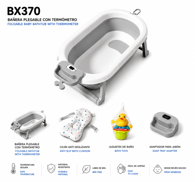 Bañera con accesorios gris