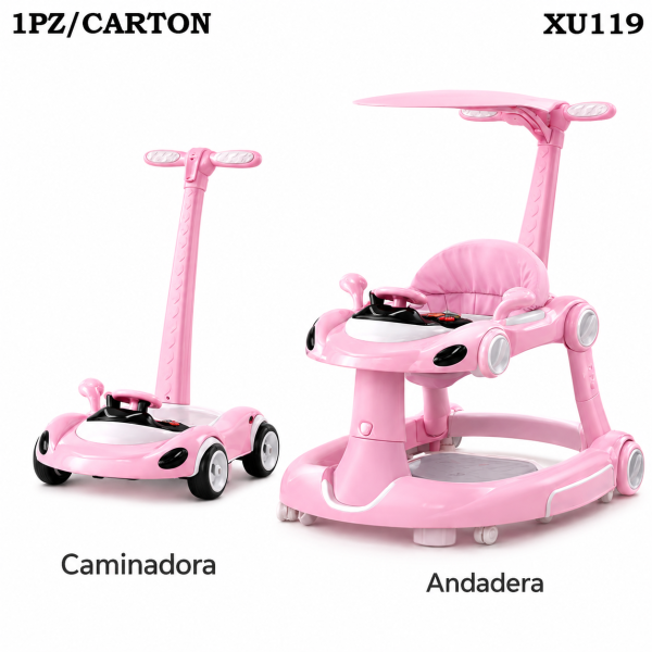 Andadera premium 2 en 1 rosada